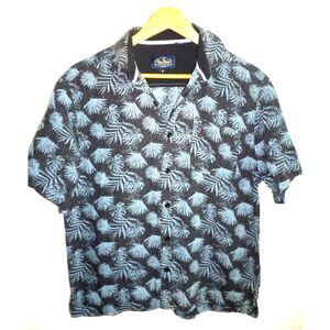 Nat Nast Shirt Mens Medium Blue Floral Silk Blend Short Sleeve Hawaiian Tropical